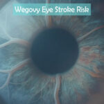 Wegovy Eye Stroke Risk illustration showing optic nerve blood flow reduction