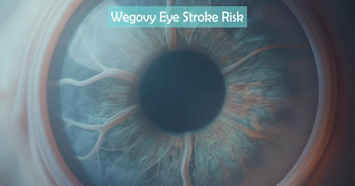 Wegovy Eye Stroke Risk illustration showing optic nerve blood flow reduction