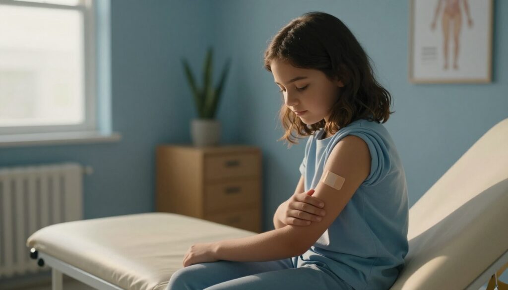 Tzield type 1 diabetes treatment infusion being administered in a hospital to a pediatric patient under medical supervision