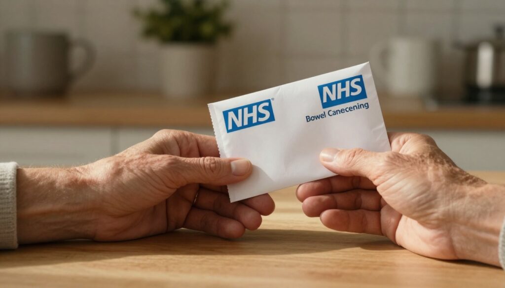 Bowel Cancer Screening FIT kit being prepared at home for early cancer detection