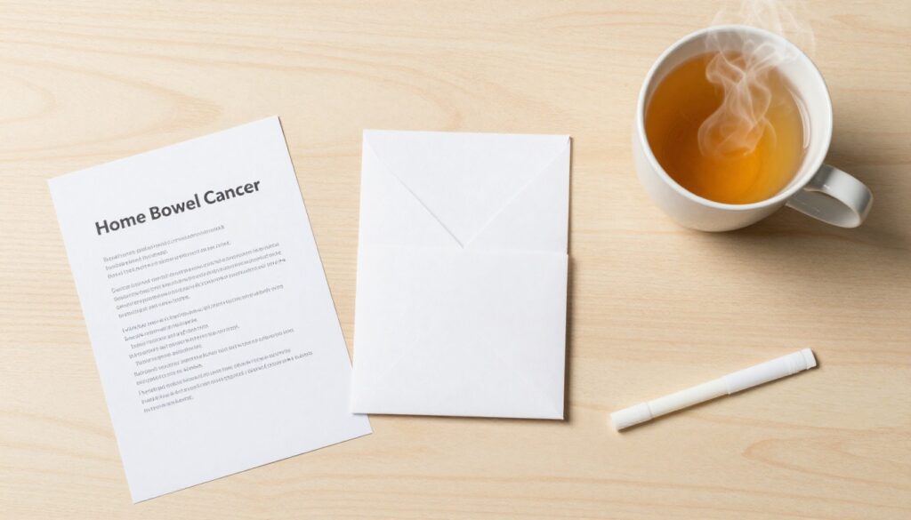 Adult completing a Bowel Cancer Screening test using the NHS FIT kit